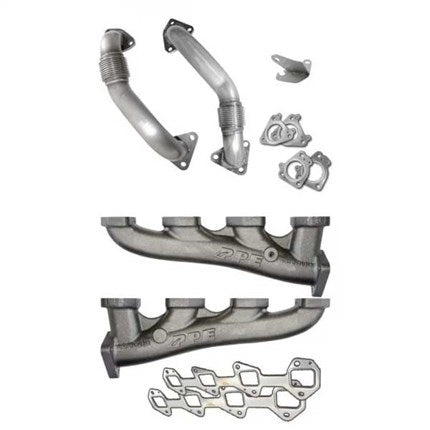 PPE High Flow Exhaust Manifold (Raw) with Up-pipes - 01-04 GM 6.6L Duramax LB7